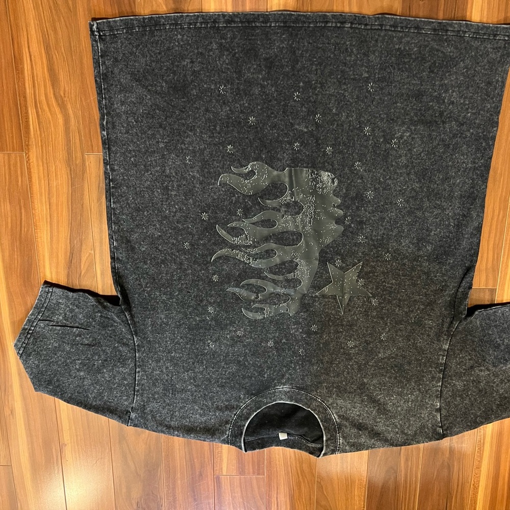 Black Graphic Long Sleeve Shirt